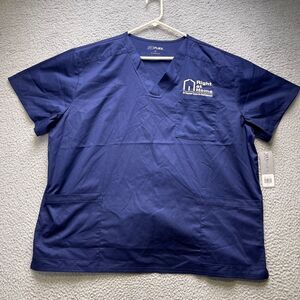 UA Flex Scrub Top Shirt Womens 2X Blue Short Sleeve In Home Care Assistant
